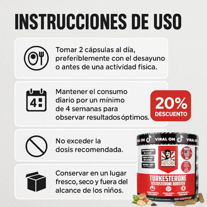 TURKESTERONE – COMPRA 1 Y RECIBE 2 + EBOOK GRATIS